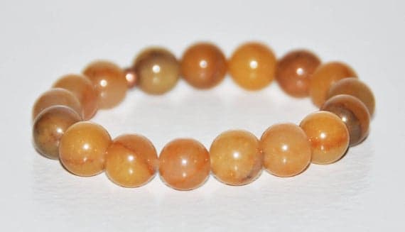 Personalized Gift 10mm Orange Aventurine Stretchable Bracelet Round, Smooth 18cm for mens, womens, gf, bf and adults.