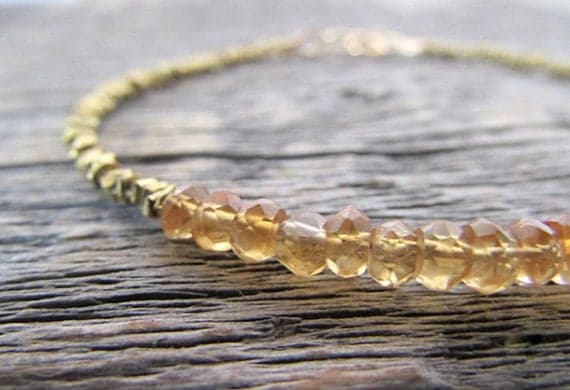 AAA++ Rare Quality Citrine Bracelet, Hill Tribe Bracelet, Solar Plexus Chakra, Citrine Gemstone, November Jewelry 3.5-4mm 7" Strand. Code- TJH487