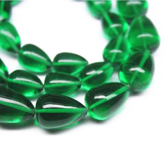 1 strand hydro emerald green quartz tear drop smooth 14'' long strand gemstone beads, jewelry supplies for jewelry making,  for meditation jewellery for Reiki Healing  gemstone 10mm to 15mm