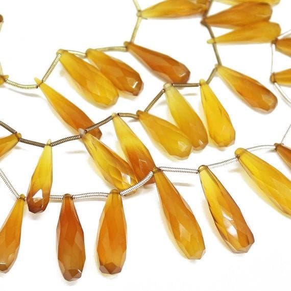 1 strand yellow honey chalcedony tear drop faceted 8'' long strand gemstone beads, jewelry supplies for jewelry making, bulk beads, for meditation jewellery for Reiki Healing  gemstone 19mm