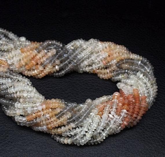 1 strand multi moonstone rondelle smooth 14'' long strand gemstone beads, jewelry supplies for jewelry making, bulk beads, for meditation jewellery for Reiki Healing  gemstone 3mm to 4mm