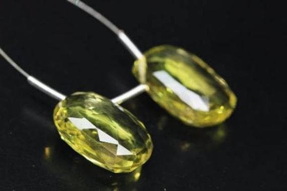 1 strand natural lemon quartz mango drop faceted 1 pair strand gemstone beads, jewelry supplies for jewelry making, bulk beads, for meditation jewellery for Reiki Healing  gemstone 14mm to 20mm