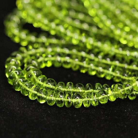1 strand peridot rondelle smooth 7'' long strand gemstone beads, jewelry supplies for jewelry making, bulk beads, for meditation jewellery for Reiki Healing  gemstone 5mm to 6mm