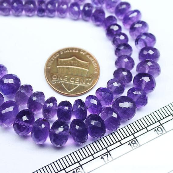 1 strand amethyst purple rondelle faceted 16'' long strand gemstone beads, jewelry supplies for jewelry making, bulk beads, for meditation jewellery for Reiki Healing  gemstone 5mm to 10mm