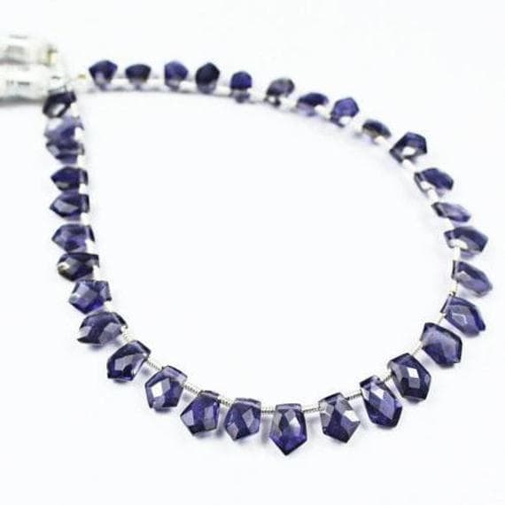 1 strand blue iolite sapphire fancy drop faceted 8'' long strand gemstone beads, jewelry supplies for jewelry making, bulk beads, for meditation jewellery for Reiki Healing  gemstone 9mm to 5mm