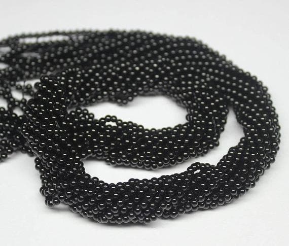 1 strand black onyx round ball smooth 14'' long strand gemstone beads, jewelry supplies for jewelry making, bulk beads, for meditation jewellery for Reiki Healing  gemstone 3mm