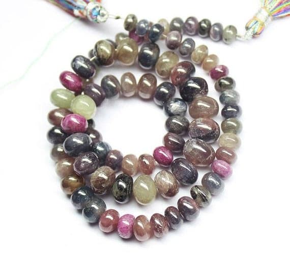 1 strand multi sapphire rondelle smooth 16'' long strand gemstone beads, jewelry supplies for jewelry making, bulk beads, for meditation jewellery for Reiki Healing  gemstone 5mm to 9mm