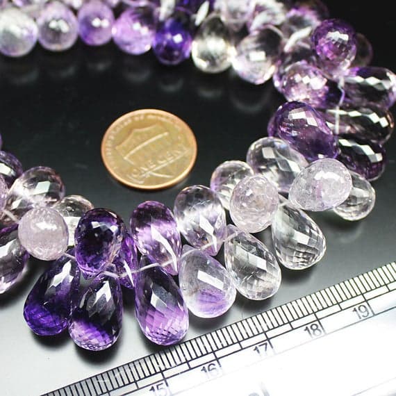 1 strand bio color amethyst tear drop faceted 9'' long strand gemstone beads, jewelry supplies for jewelry making, bulk beads, for meditation jewellery for Reiki Healing  gemstone 15mm to 17mm
