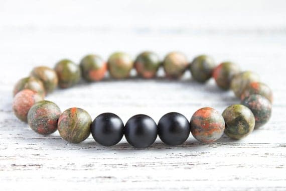 Khaki Bracelet Black Matte Bracelet Trendy Khaki Bracelet Boyfriend Bracelet Gay Bracelet Olive Green Bead Military Bracelet Cousin Bracelet 8mm  Code- WAR9219