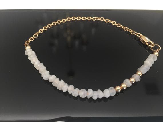 24k gold Plated Positive Energy Gold helling 3-4mm stacking White Moonstone Bracelet Rondelle, Faceted 7" for mens, womens, gf, bf & Adult.