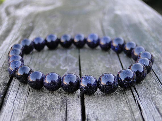 AAA++ Rare Quality Starry Night Bracelet | Gemstone Bracelet | Beaded Bracelet | Blue Gold stone Bracelet | Stacking Bracelet | Gift for Her | Gift for Him 8mm 7" Strand. Code- TJH330