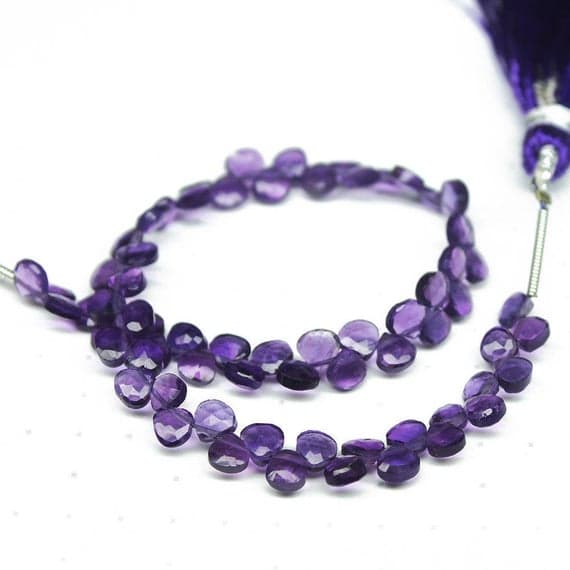 1 strand purple amethyst heart drop faceted 7'' long strand gemstone beads, jewelry supplies for jewelry making, bulk beads, for meditation jewellery for Reiki Healing  gemstone 4mm