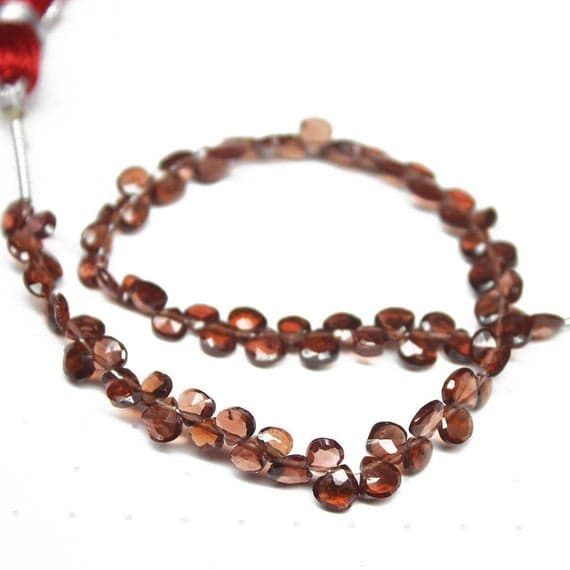 1 strand mozambique garnet heart drop faceted 7'' long strand gemstone beads, jewelry supplies for jewelry making, bulk beads, for meditation jewellery for Reiki Healing  gemstone 4mm