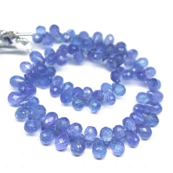 1 strand blue tanzanite tear drop faceted 8'' long strand gemstone beads, jewelry supplies for jewelry making, bulk beads, for meditation jewellery for Reiki Healing  gemstone 4mm to 8mm