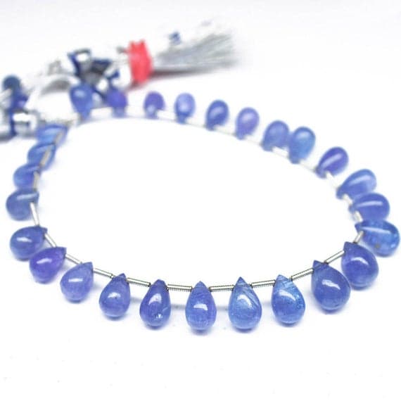 1 strand blue tanzanite tear drop faceted 8'' long strand gemstone beads, jewelry supplies for jewelry making, bulk beads, for meditation jewellery for Reiki Healing  gemstone 9mm to 11mm
