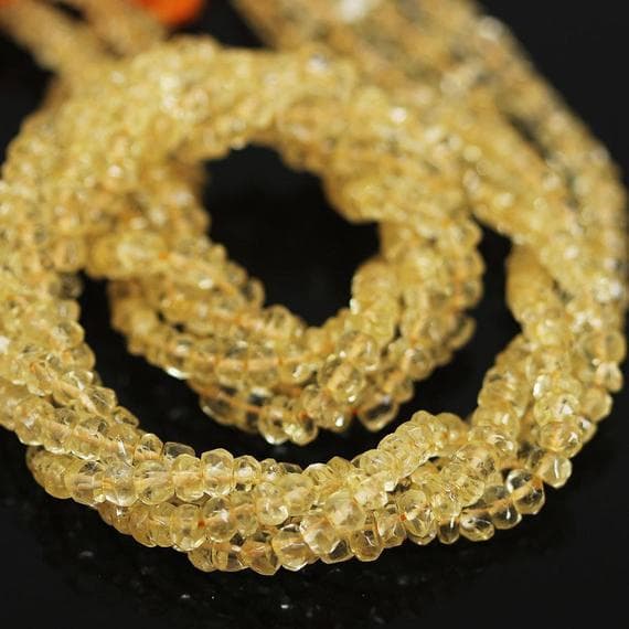 1 strand citrine rondelle faceted 13'' long strand gemstone beads, jewelry supplies for jewelry making, bulk beads, for meditation jewellery for Reiki Healing  gemstone 4mm