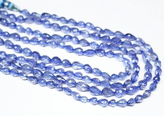 1 strand water blue sapphire tear drop faceted 9'' long strand gemstone beads, jewelry supplies for jewelry making, bulk beads, for meditation jewellery for Reiki Healing  gemstone 5mm to 7mm
