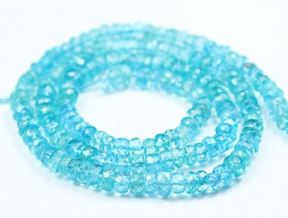 1 strand blue apatite rondelle faceted 13'' long strand gemstone beads, jewelry supplies for jewelry making, bulk beads, for meditation jewellery for Reiki Healing  gemstone 4mm
