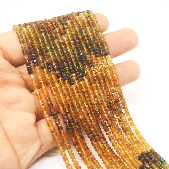 1 strand multi tourmaline rondelle faceted 13'' long strand gemstone beads, jewelry supplies for jewelry making, bulk beads, for meditation jewellery for Reiki Healing  gemstone size 3mm