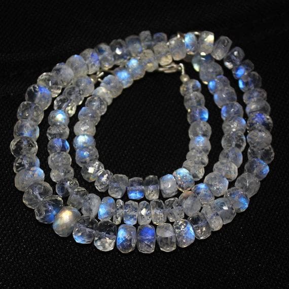 1 strand blue fire moonstone rondelle faceted 16'' long strand gemstone beads, jewelry supplies for jewelry making, bulk beads, for meditation jewellery for Reiki Healing  gemstone 6mm to 8mm