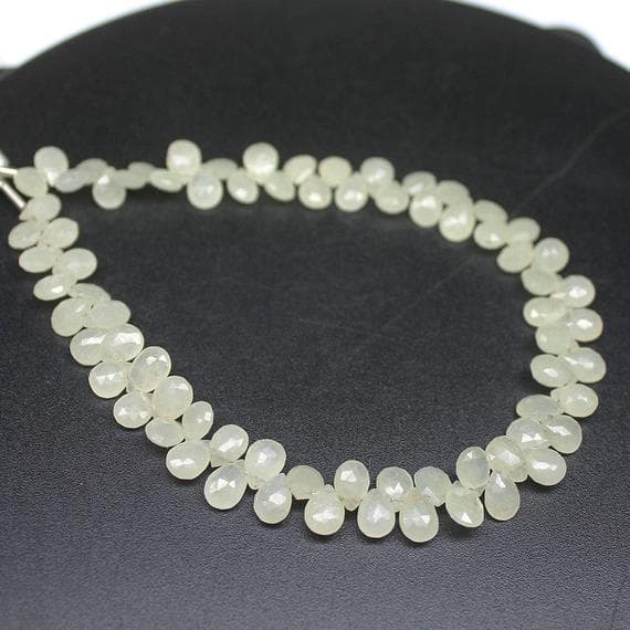 1 strand white sapphire pear drop faceted 8'' long strand gemstone beads, jewelry supplies for jewelry making, bulk beads, for meditation jewellery for Reiki Healing  gemstone 6mm