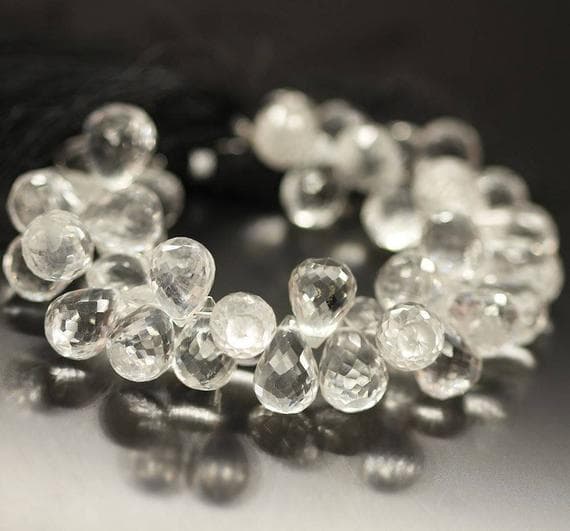 1 strand white quartz tear drop faceted 7'' long strand gemstone beads, jewelry supplies for jewelry making, bulk beads, for meditation jewellery for Reiki Healing  gemstone size 14mm