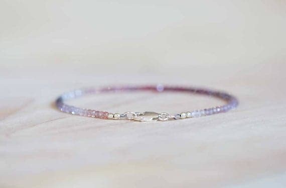925 sterling silver Unique Wedding Gift 2.5mm Multi Colour Spinel stacking Bracelet Round, Faceted 18cm for mens, womens, gf, bf and adults.