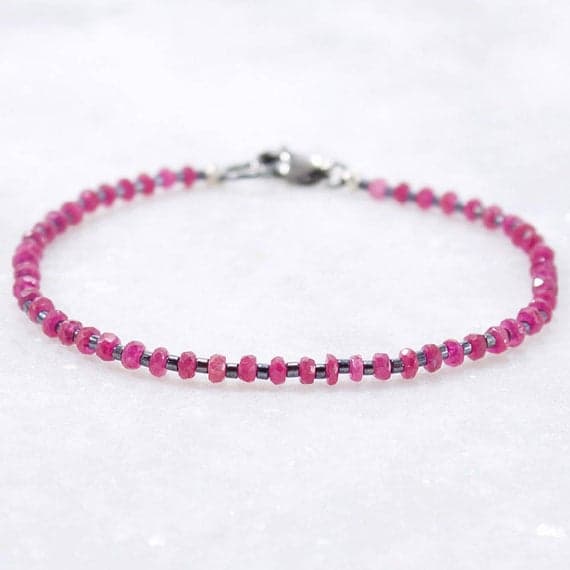 Pink Sapphire Healing Gemstone Bracelet, Pink, Healing Gemstone Bracelet, Stacking Bracelet 2.5mm  Code- WAR6530