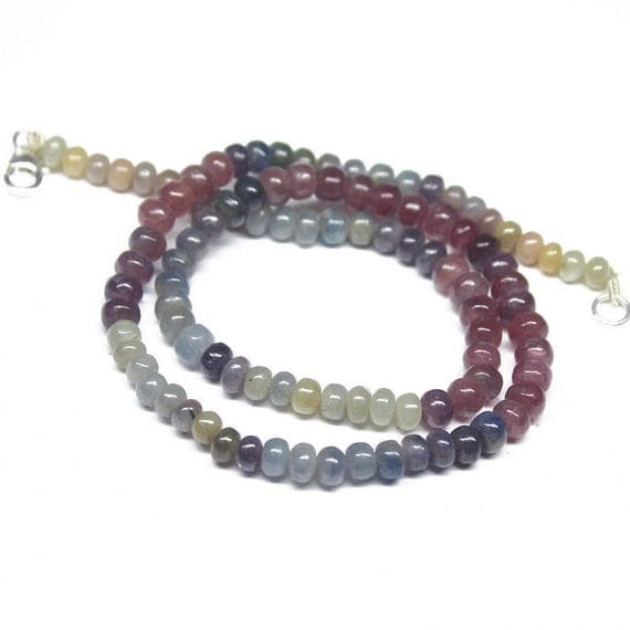 1 strand multi color sapphire rondelle smooth 16'' long strand gemstone beads, jewelry supplies for jewelry making, bulk beads, for meditation jewellery for Reiki Healing  gemstone 4mm to 6mm