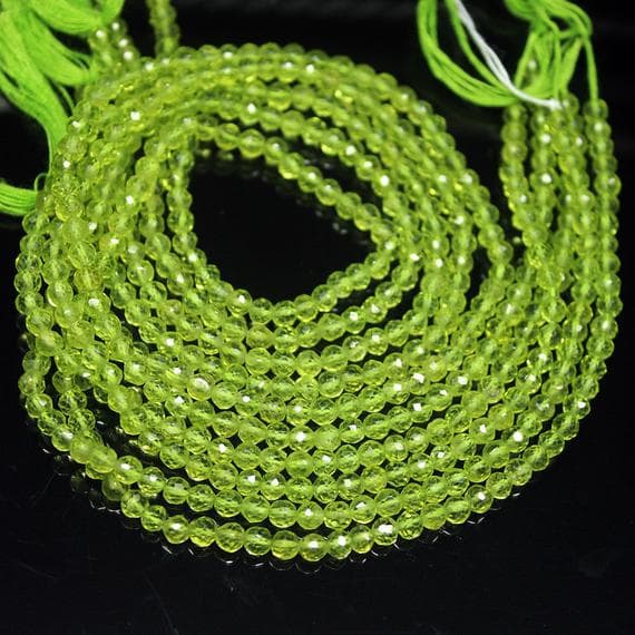 1 strand peridot round ball faceted 13'' long strand gemstone beads, jewelry supplies for jewelry making, bulk beads, for meditation jewellery for Reiki Healing  gemstone 4mm