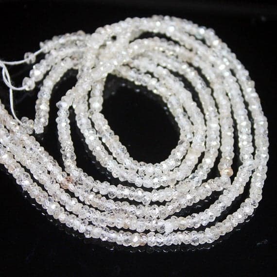 1 strand white zircon rondelle faceted 13'' long strand gemstone beads, jewelry supplies for jewelry making, bulk beads, for meditation jewellery for Reiki Healing  gemstone 3mm