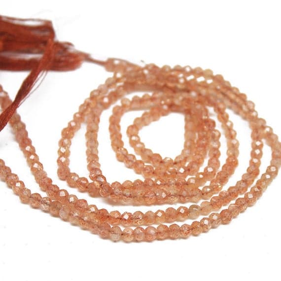 1 strand sunstone rondelle faceted 13'' long strand gemstone beads, jewelry supplies for jewelry making, bulk beads, for meditation jewellery for Reiki Healing  gemstone 3mm