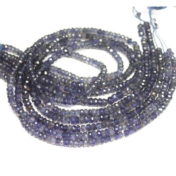 1 strand blue iolite rondelle faceted 13'' long strand gemstone beads, jewelry supplies for jewelry making, bulk beads, for meditation jewellery for Reiki Healing  gemstone 4mm