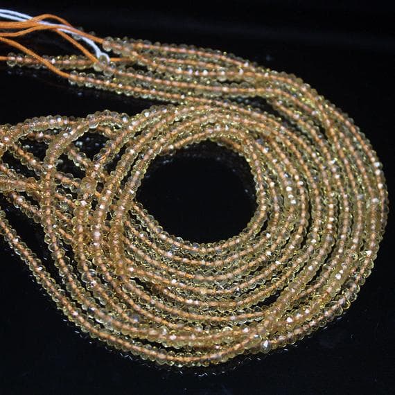 1 strand citrine rondelle faceted 13'' long strand gemstone beads, jewelry supplies for jewelry making, bulk beads, for meditation jewellery for Reiki Healing  gemstone size 3mm