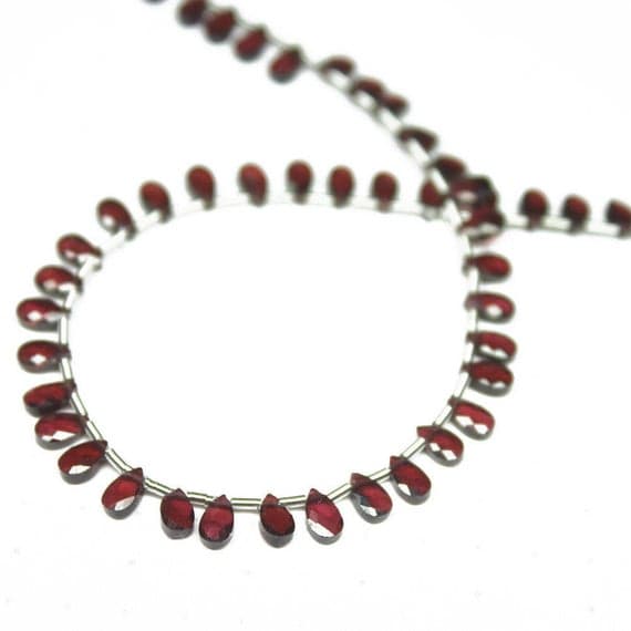 1 strand rhodolite garnet pear drop faceted 8'' long strand gemstone beads, jewelry supplies for jewelry making, bulk beads, for meditation jewellery for Reiki Healing  gemstone 5mm to 3mm