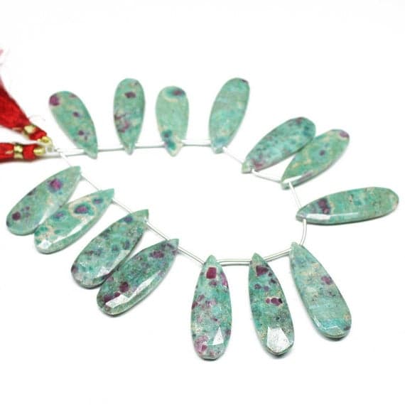 1 strand ryby zoisite pear drop faceted 8'' long strand gemstone beads, jewelry supplies for jewelry making, bulk beads, for meditation jewellery for Reiki Healing  gemstone 33mm to 36mm