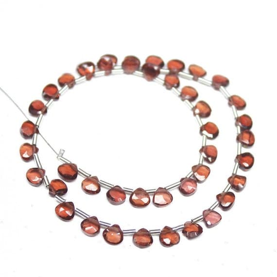 1 strand mozambique garnet heart drop faceted 8'' long strand gemstone beads, jewelry supplies for jewelry making, bulk beads, for meditation jewellery for Reiki Healing  gemstone 4mm