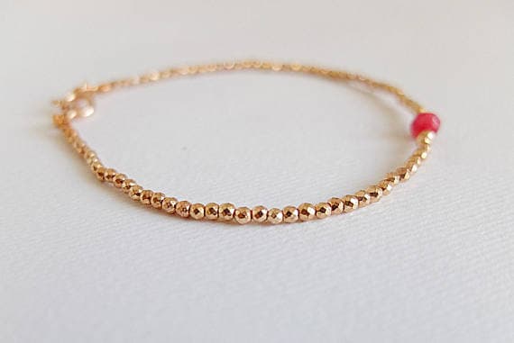 AAA++ Rare Quality Slender Gold  rose hematite seed beads,single bead,stacking rose Gold  Hematite bracelet, minimalist bracelet,red Agate bracelet, stackable 2/ 3 mm Code- TJH97