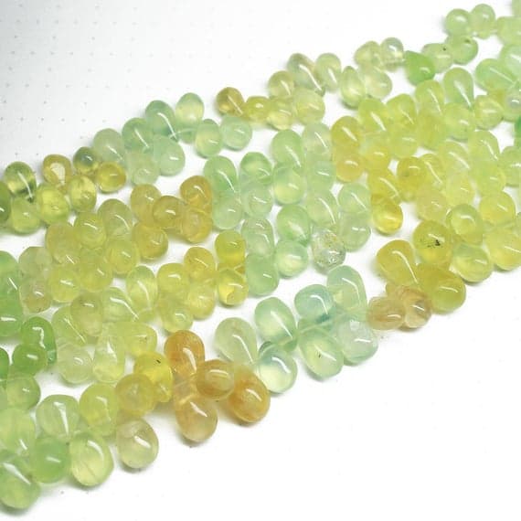 1 strand shaded prehnite tear drop smooth 9'' long strand gemstone beads, jewelry supplies for jewelry making, bulk beads, for meditation jewellery for Reiki Healing  gemstone 10mm to 12mm