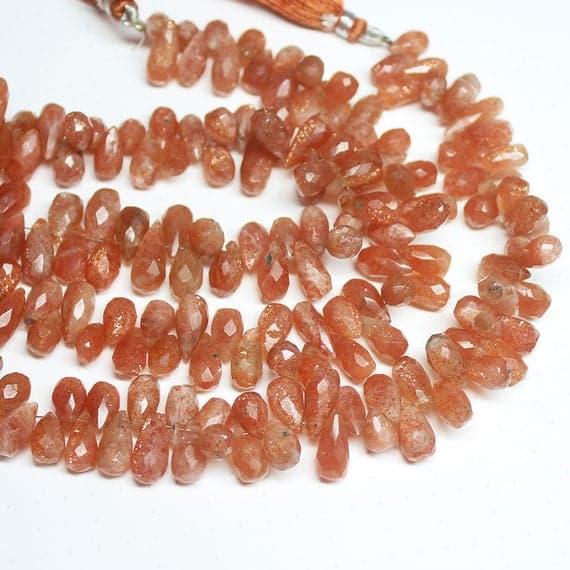1 strand sunstone tear drop faceted 9'' long strand gemstone beads, jewelry supplies for jewelry making, bulk beads, for meditation jewellery for Reiki Healing  gemstone 15mm to 18mm