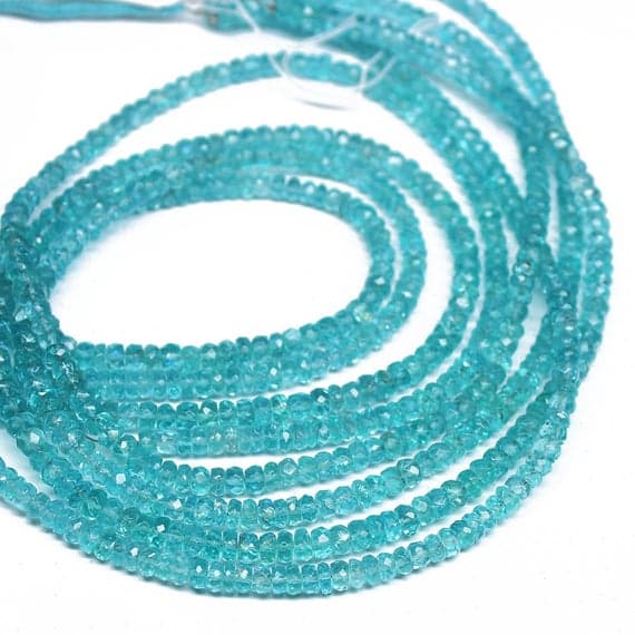1 strand blue apatite rondelle faceted 17'' long strand gemstone beads, jewelry supplies for jewelry making, bulk beads, for meditation jewellery for Reiki Healing  gemstone 4mm
