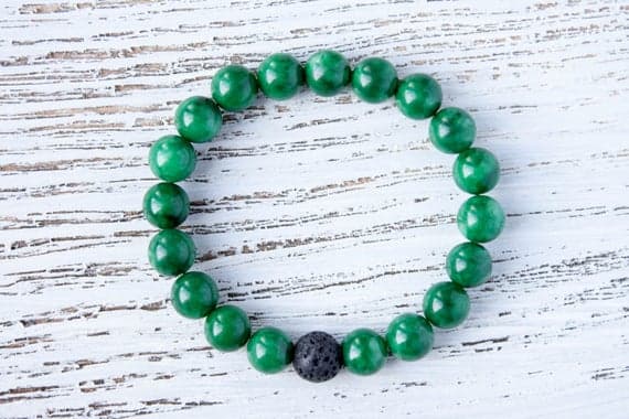 Lava Rock Bracelet Green Jade Bracelet Boyfriend Bracelet Dad Bracelet Long Distance Relationship Gay Bracelet Emerald Green Bracelet Mens 8mm  Code- WAR9206