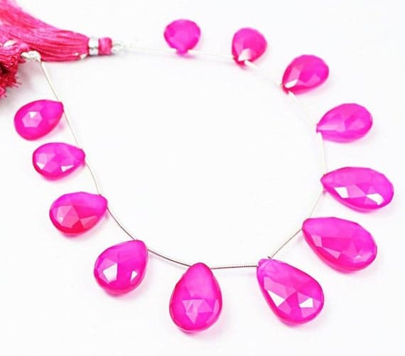 1 strand chalcedony pear drop faceted 7'' long strand gemstone beads, jewelry supplies for jewelry making, bulk beads, for meditation jewellery for Reiki Healing  gemstone size 15mm to 20mm