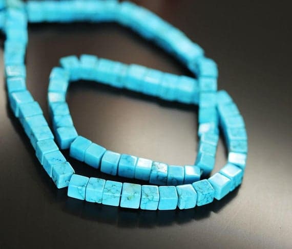 1 strand turquoise square box smooth 16'' long strand gemstone beads, jewelry supplies for jewelry making, bulk beads, for meditation jewellery for Reiki Healing  gemstone size 4mm to 5mm