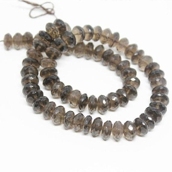 1 strand smocky quartz quartz rondelle faceted 14'' long strand gemstone beads, jewelry supplies for jewelry making, bulk beads, for meditation jewellery for Reiki Healing  gemstone size 9mm