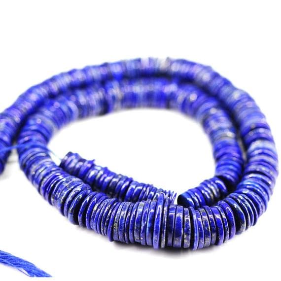 1 strand lapis lazuli tyre wheel smooth 15'' long strand gemstone beads, jewelry supplies for jewelry making, bulk beads, for meditation jewellery for Reiki Healing  gemstone size 5mm