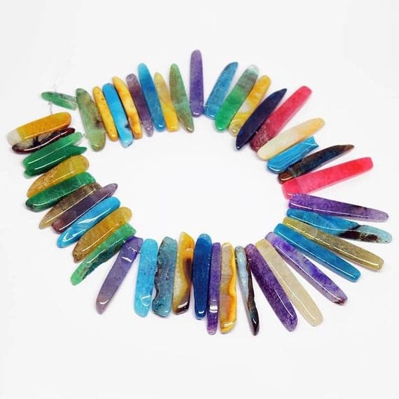 1 strand multi agate long drop smooth 14'' long strand gemstone beads, jewelry supplies for jewelry making, bulk beads, for meditation jewellery for Reiki Healing  gemstone size 31mm to 60mm