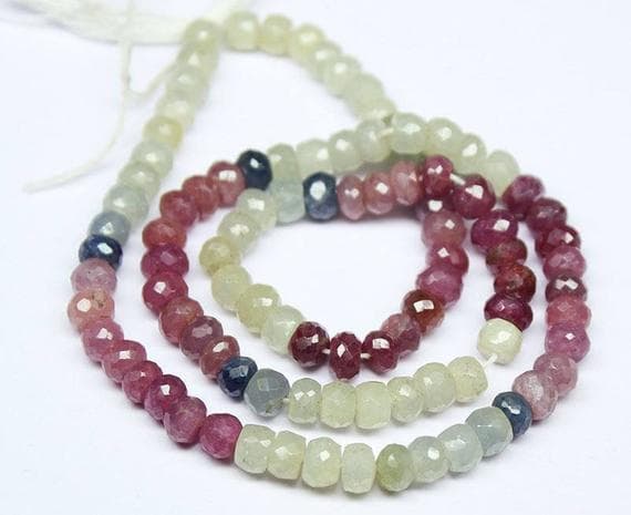 1 strand sapphire rondelle faceted 7'' long strand gemstone beads, jewelry supplies for jewelry making, bulk beads, for meditation jewellery for Reiki Healing  gemstone size 5mm