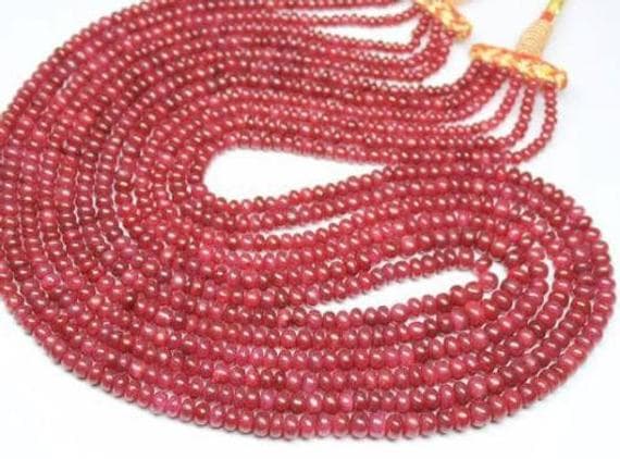 1 strand ruby rondelle smooth 9'' long strand gemstone beads, jewelry supplies for jewelry making, bulk beads, for meditation jewellery for Reiki Healing  gemstone size 3mm to 4mm