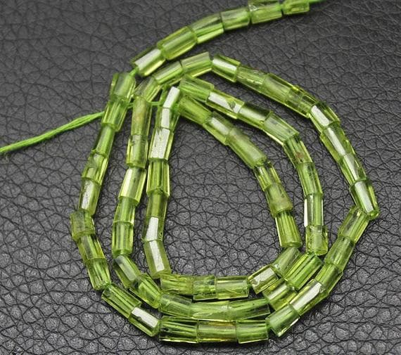 1 strand arizona peridot tube faceted 13'' long strand gemstone beads, jewelry supplies for jewelry making, bulk beads, for meditation jewellery for Reiki Healing  gemstone size 5mm to 8mm